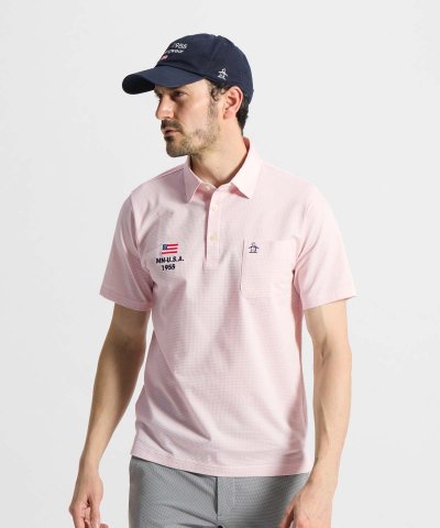 マンシングウェア MUNSINGWEAR ハウンドトゥース柄台衿付き半袖ポロシャ