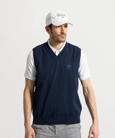 マンシングウェア Munsingwear 背面地柄ボーダーVネックベスト