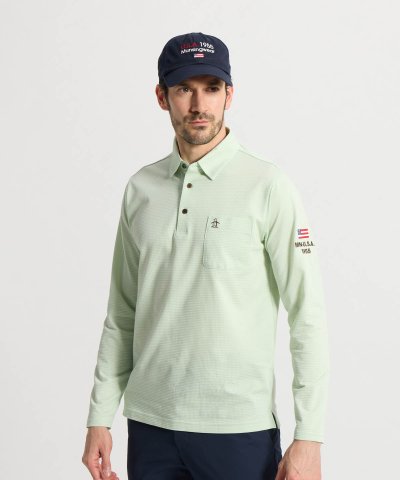 マンシングウェア Munsingwear ハウンドトゥース柄台衿付き長袖ポロシャ