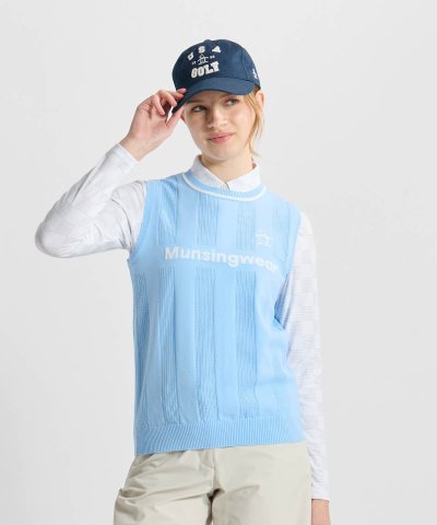 マンシングウェア MUNSINGWEAR ロゴメッシュクルーネックニットベスト