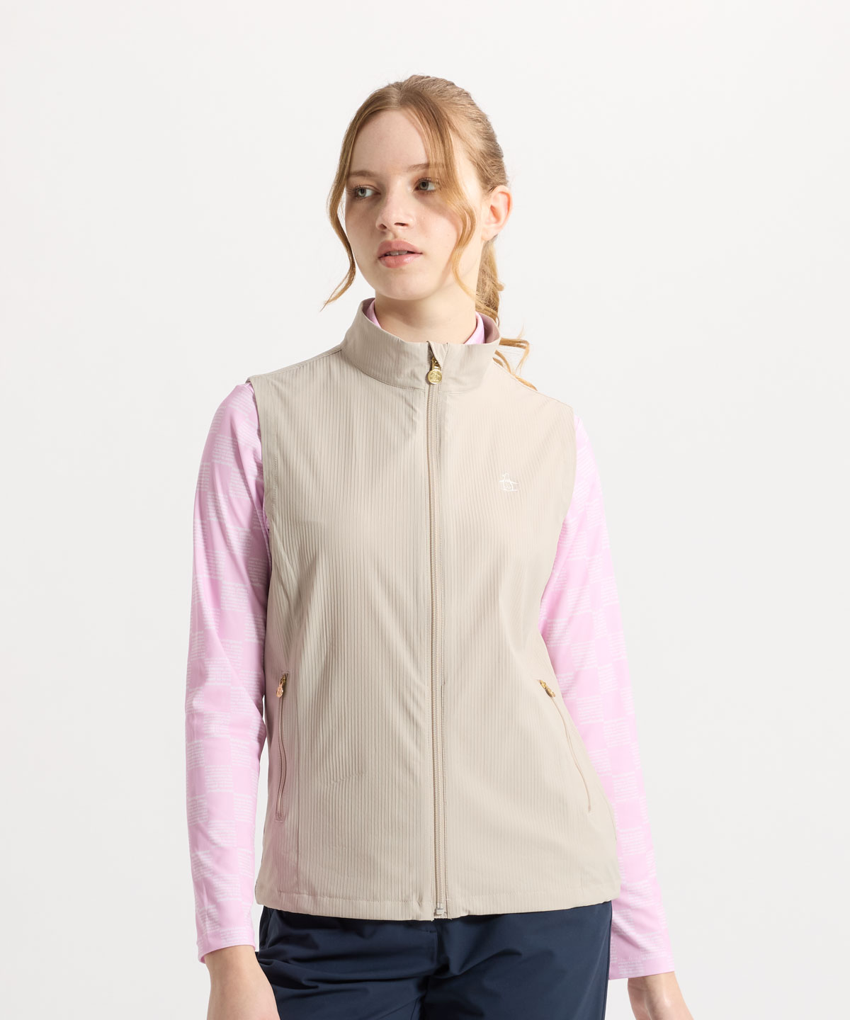 マンシングウェア　ベスト マンシングウェア MUNSINGWEAR マルチストライプニット