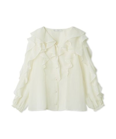 【洗える】ラッフルフリルブラウス