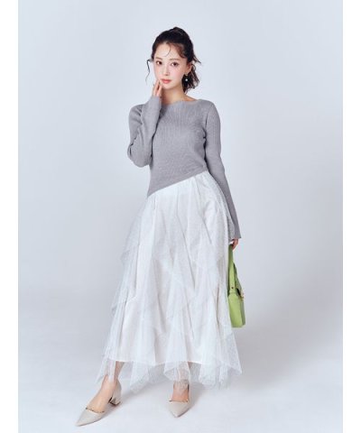 ラッフルスカートドッキングニットワンピ