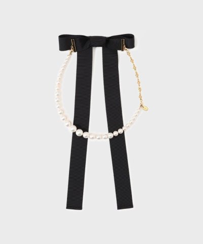 パールリボンネックレス