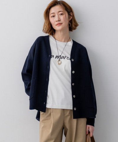 バイカラーダブルフェイス ニット カーディガン