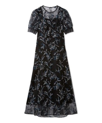 パネルラインエンブロイダリ―ドレス