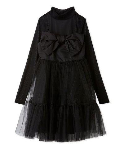 フロントリボンチュールミニドレス