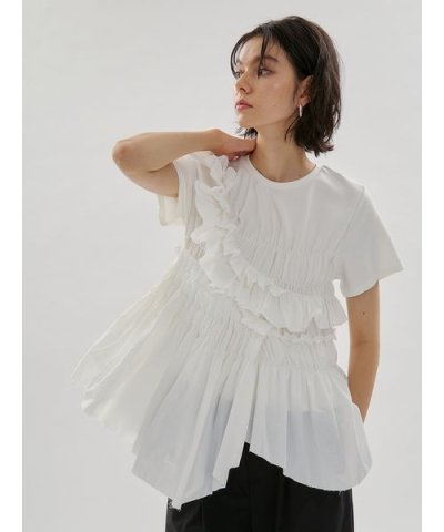 フリルアシンメトリーカットソー