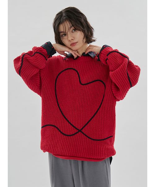 HEART】 【ONLINE限定カラーあり】ハートエンブロイダリーニット
