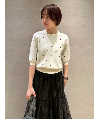 【HEART】 eco ハーフスリーブハートジャガードニット【アンサンブル可能】