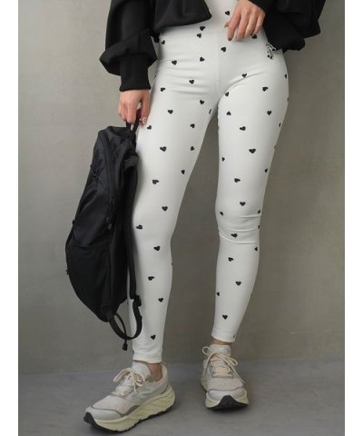 【HEART】 ハートパターンレギンス/UVカット/接触冷感