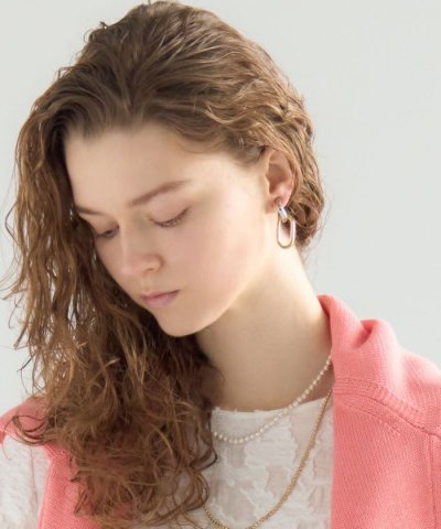 【VERY・Oggi掲載】コンビカラー オーバル イヤリング