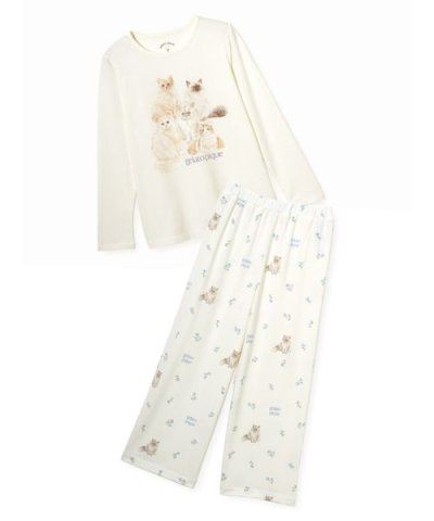 【JUNIOR】フラワーキャット柄プルオーバー&ロングパンツセット