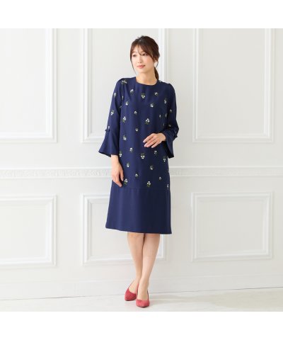 ローズティアラ RoseTiara 小花刺繍リボンスリーブワンピース