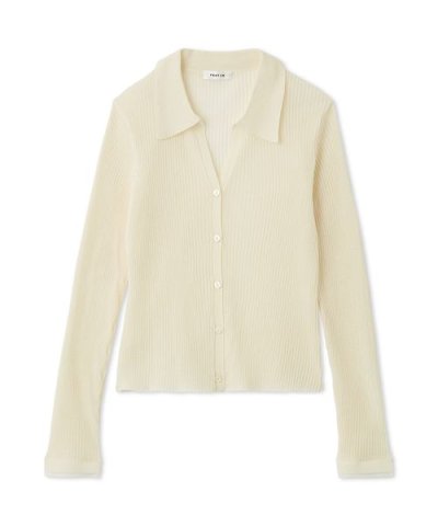 スキッパーポロカラーリブカーディガン