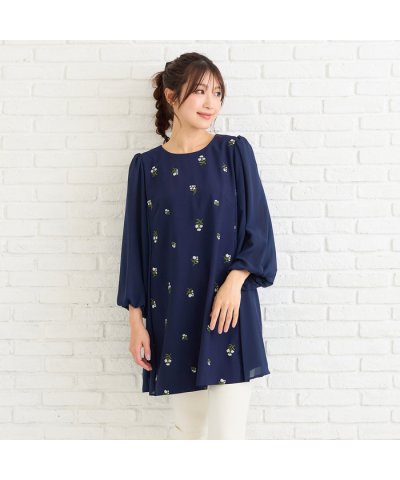 ローズティアラ RoseTiara 小花刺繍バルーンスリーブチュニック