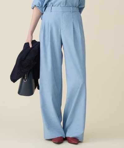 【セットアップ対応】ソフトリネンダンガリーワイド パンツ