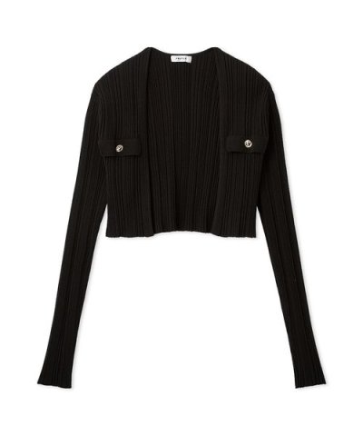 ポケットディテールクロップドリブカーディガン