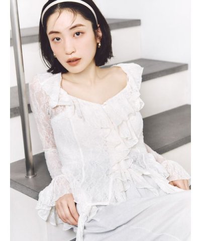 カットレースフリルプルオーバー