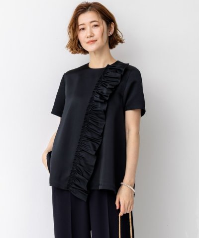 【APPLAUDIR】クリアダブルサテン フリルデザイン ブラウス