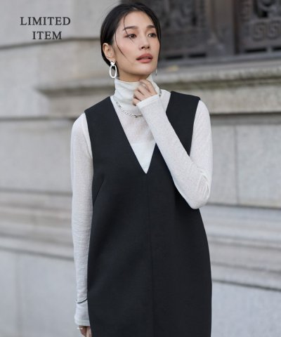 【WEB限定】 コットンレーシージャガード ハイネックカットソー