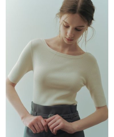 シルクブレンド前後2way半袖リブニット／ウォッシャブル