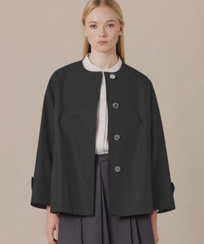 【ROSLEY/ロズリー】ウエザーコットンノーカラーショートコート