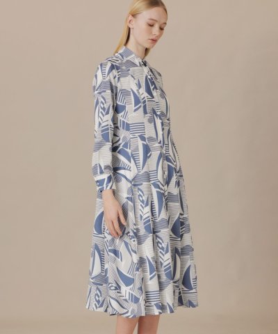 ヨットボーダープリントワンピース