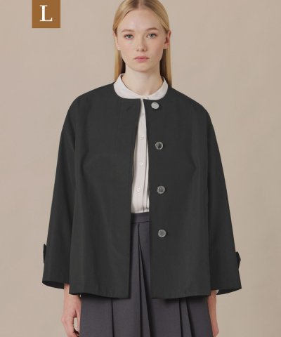 【L】【ROSLEY/ロズリー】ウエザーコットンノーカラーショートコート