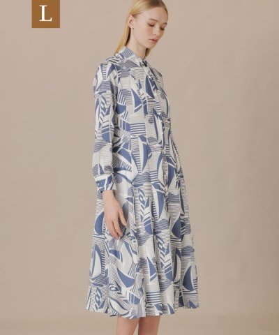 【L】ヨットボーダープリントワンピース