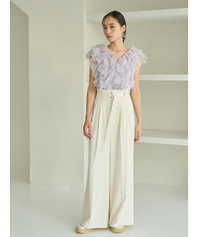 スタイルアップベルティッドワイドパンツ