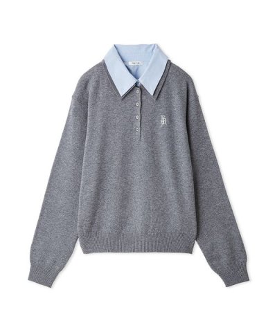 シャツカラーポロニットプルオーバー