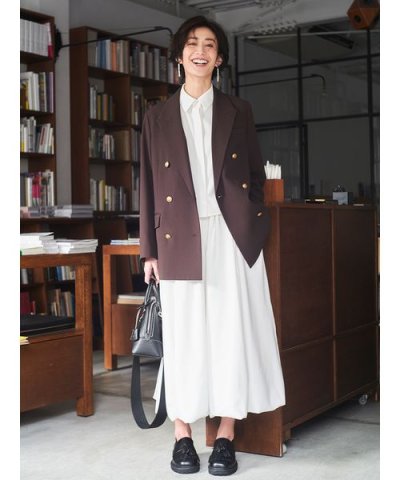 リネン混バルーンシャツワンピース