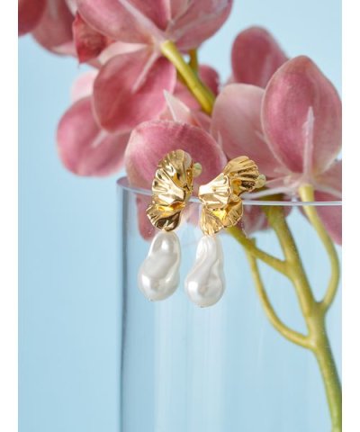 メタルモチーフパールイヤリング