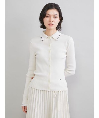 ポロ衿リブニットカーディガン