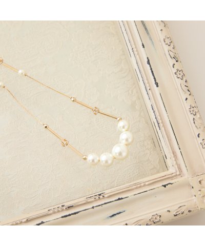 ローズティアラ RoseTiara パール調ビーズゴールドシンプルネックレス