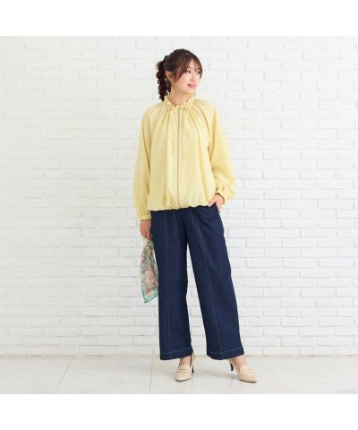 ローズティアラ RoseTiara 【伸縮性◎】ワイドストレートライトデニムパン