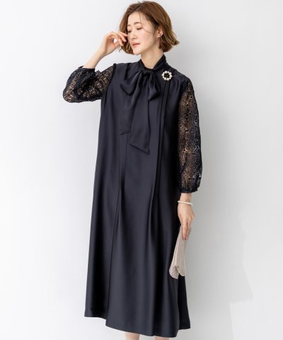 【APPLAUDIR】ノーブルサテン リボンブーケレースコンビ ドレス