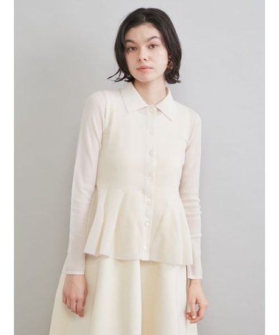 アンサンブルペプラムシアーポロニットカーディガン