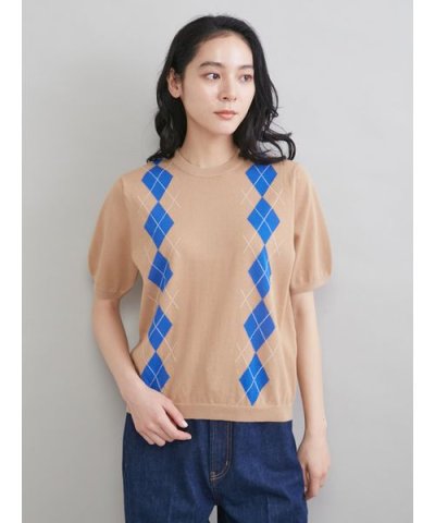 アーガイルニットトップス