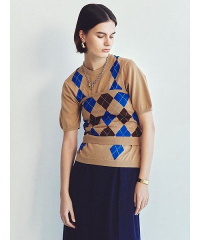 アーガイルニットチューブトップ