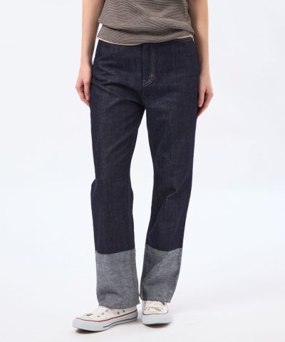 コットンリネンカラーブロックデニム