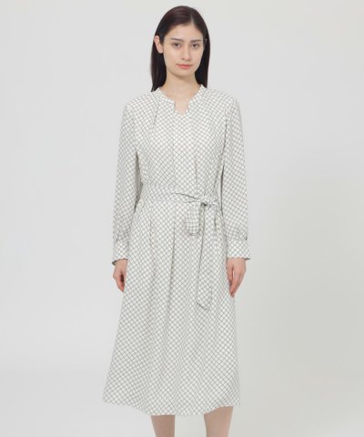 【ウォッシャブル】格子モノグラムプリント　ワンピース