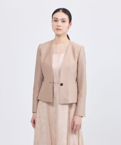 ウールシルクタッサー ノーカラージャケット