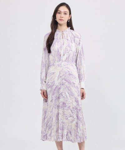 マーブルプリント プリーツドレス