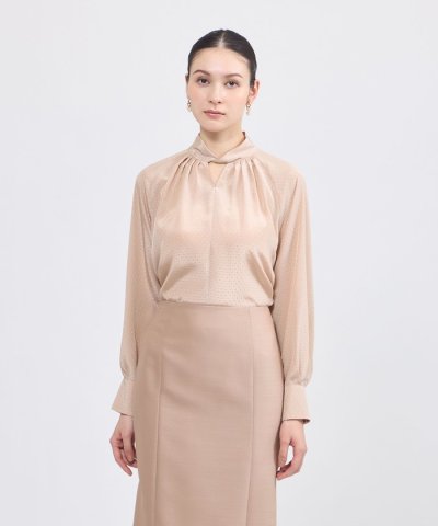 ドットドビーデシン スタンドカラーブラウス