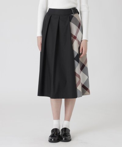 シャルマンストレッチツイルフロントプリーツスカート