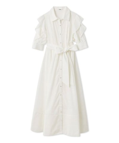 Sustainableフリルデザインシャツワンピース