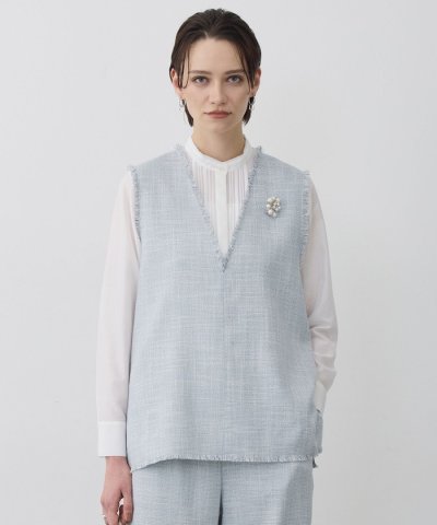 ライトスラブツイード Vネックジレ