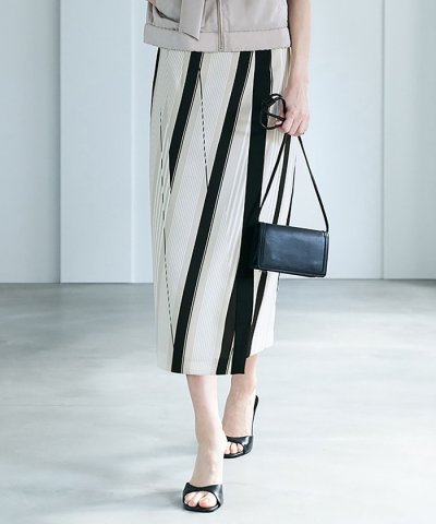 ランダムストライププリント ストレートスカート